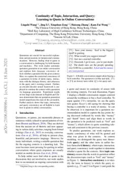 Continuity of Topic, Interaction, and Query: Learning to Quote in Online
  Conversations