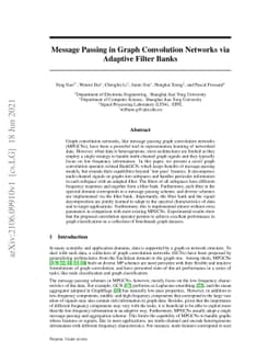 Message Passing in Graph Convolution Networks via Adaptive Filter Banks