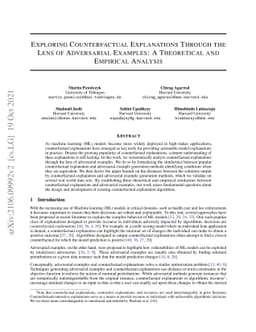 Exploring Counterfactual Explanations Through the Lens of Adversarial
  Examples: A Theoretical and Empirical Analysis