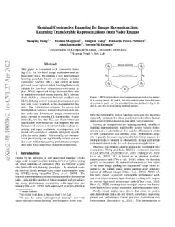 Residual Contrastive Learning for Image Reconstruction: Learning
  Transferable Representations from Noisy Images