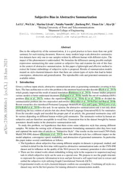 Subjective Bias in Abstractive Summarization
