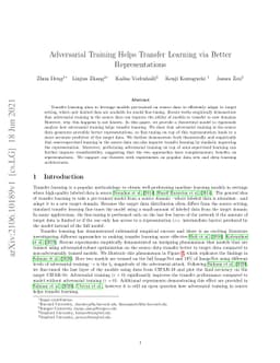 Adversarial Training Helps Transfer Learning via Better Representations