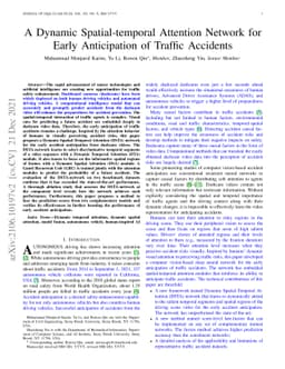 A Dynamic Spatial-temporal Attention Network for Early Anticipation of
  Traffic Accidents