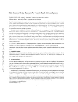 Risk-Oriented Design Approach For Forensic-Ready Software Systems