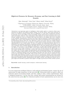 High-level Features for Resource Economy and Fast Learning in Skill
  Transfer