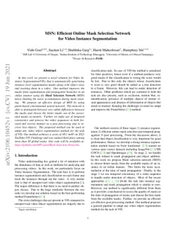 MSN: Efficient Online Mask Selection Network for Video Instance
  Segmentation