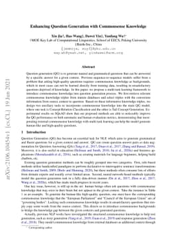 Enhancing Question Generation with Commonsense Knowledge
