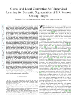 Global and Local Contrastive Self-Supervised Learning for Semantic
  Segmentation of HR Remote Sensing Images