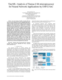 TinyML: Analysis of Xtensa LX6 microprocessor for Neural Network
  Applications by ESP32 SoC