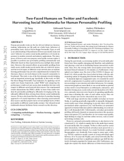 Two-Faced Humans on Twitter and Facebook: Harvesting Social Multimedia
  for Human Personality Profiling