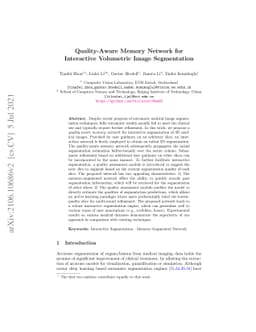 Quality-Aware Memory Network for Interactive Volumetric Image
  Segmentation
