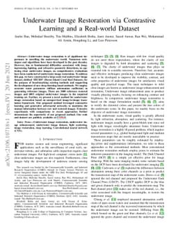 Underwater Image Restoration via Contrastive Learning and a Real-world
  Dataset
