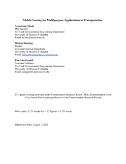 Mobile Sensing for Multipurpose Applications in Transportation