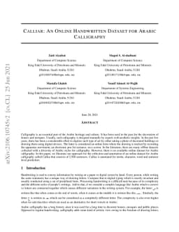 Calliar: An Online Handwritten Dataset for Arabic Calligraphy