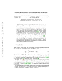 Robust Regression via Model Based Methods