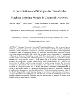 Representations and Strategies for Transferable Machine Learning Models
  in Chemical Discovery