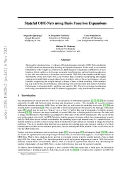 Stateful ODE-Nets using Basis Function Expansions