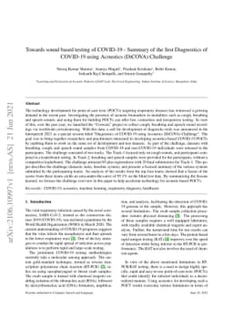 Towards sound based testing of COVID-19 -- Summary of the first
  Diagnostics of COVID-19 using Acoustics (DiCOVA) Challenge