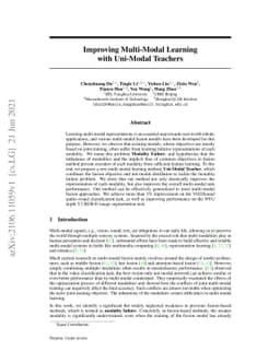 Improving Multi-Modal Learning with Uni-Modal Teachers