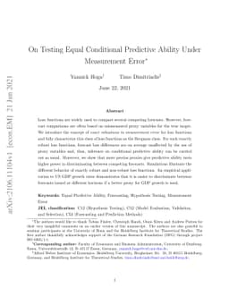 On Testing Equal Conditional Predictive Ability Under Measurement Error