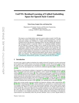 UniTTS: Residual Learning of Unified Embedding Space for Speech Style
  Control
