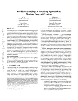 Feedback Shaping: A Modeling Approach to Nurture Content Creation