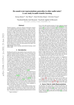 Do sound event representations generalize to other audio tasks? A case
  study in audio transfer learning