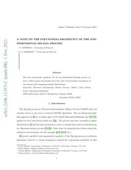 A Note on the Polynomial Ergodicity of the One-Dimensional Zig-Zag
  process