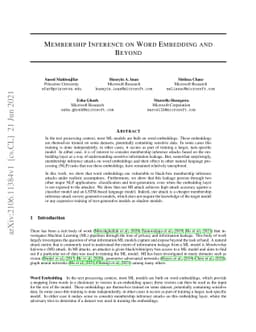 Membership Inference on Word Embedding and Beyond