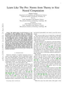 Learn Like The Pro: Norms from Theory to Size Neural Computation