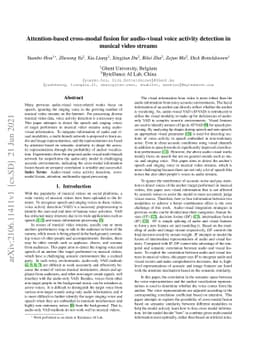 Attention-based cross-modal fusion for audio-visual voice activity
  detection in musical video streams