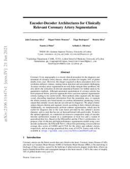 Encoder-Decoder Architectures for Clinically Relevant Coronary Artery
  Segmentation