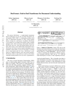 DocFormer: End-to-End Transformer for Document Understanding