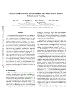 Part-Aware Measurement for Robust Multi-View Multi-Human 3D Pose
  Estimation and Tracking