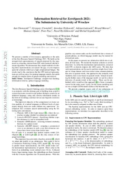 Information Retrieval for ZeroSpeech 2021: The Submission by University
  of Wroclaw