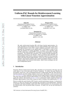 Uniform-PAC Bounds for Reinforcement Learning with Linear Function
  Approximation