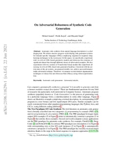 On Adversarial Robustness of Synthetic Code Generation