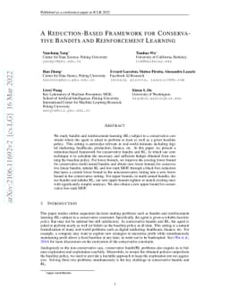 A Reduction-Based Framework for Conservative Bandits and Reinforcement
  Learning