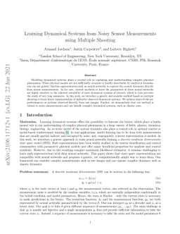 Learning Dynamical Systems from Noisy Sensor Measurements using Multiple
  Shooting