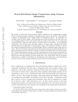 Neural Distributed Image Compression using Common Information