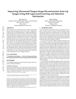 Improving Ultrasound Tongue Image Reconstruction from Lip Images Using
  Self-supervised Learning and Attention Mechanism
