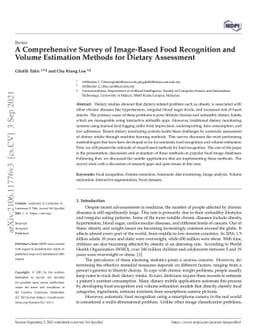 A Comprehensive Survey of Image-Based Food Recognition and Volume
  Estimation Methods for Dietary Assessment