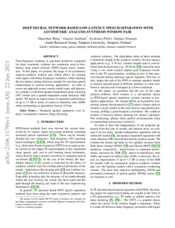 Deep neural network Based Low-latency Speech Separation with Asymmetric
  analysis-Synthesis Window Pair