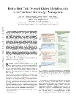 End-to-End Task-Oriented Dialog Modeling with Semi-Structured Knowledge
  Management