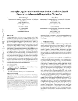 Multiple Organ Failure Prediction with Classifier-Guided Generative
  Adversarial Imputation Networks