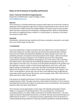 Notes on the H-measure of classifier performance