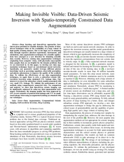 Making Invisible Visible: Data-Driven Seismic Inversion with
  Spatio-temporally Constrained Data Augmentation