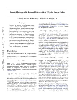 Learned Interpretable Residual Extragradient ISTA for Sparse Coding