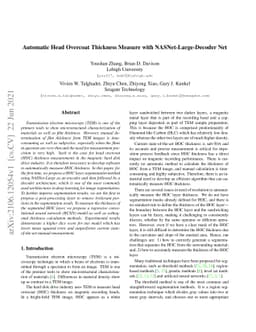 Automatic Head Overcoat Thickness Measure with NASNet-Large-Decoder Net