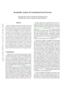 Reachability Analysis of Convolutional Neural Networks